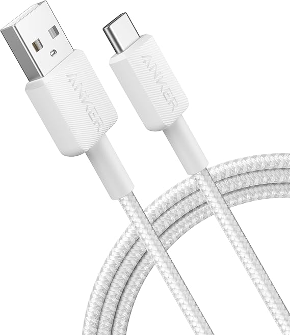 ANKER USB-A to USB-C 3ft Braided PD Cable, 0.9m, White ANKER USB-A to USB-C 3ft Braided PD Cable, 0.9m, White